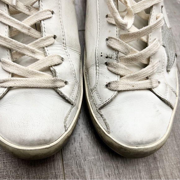 Golden Goose Superstar Sneakers Leather Snake Print Gold Glitter Heel Sz 38 (8) - Picture 15 of 16